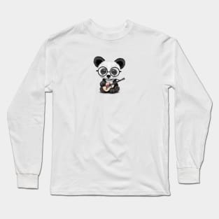 Baby Panda Playing South Korean Flag Guitar Long Sleeve T-Shirt